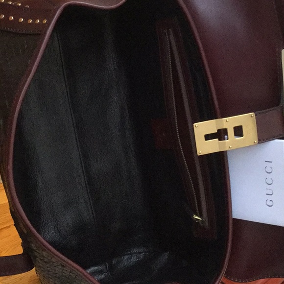 Gucci Leather & Snake Skin Burgundy & Black - Picture 8 of 8